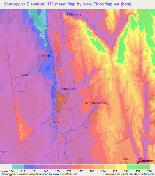 Somogyvar,Hungary Elevation Map