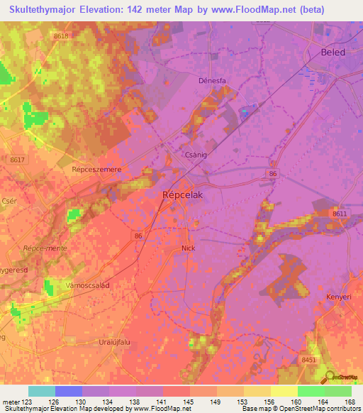 Skultethymajor,Hungary Elevation Map