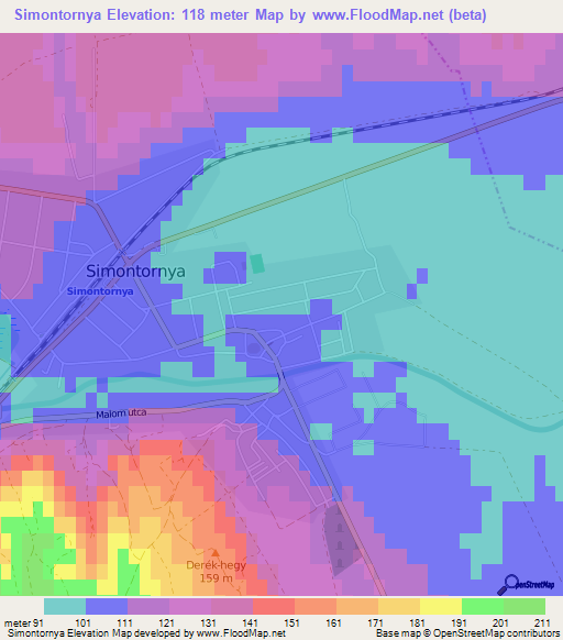 Simontornya,Hungary Elevation Map