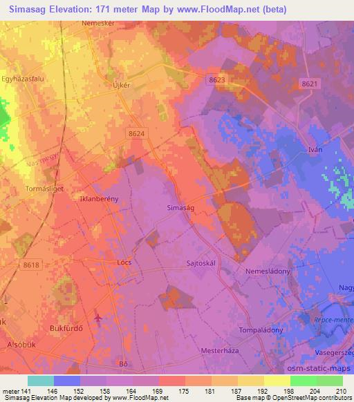 Simasag,Hungary Elevation Map