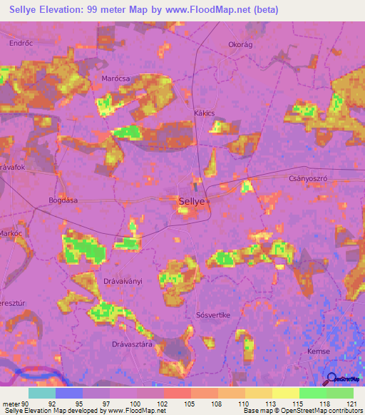 Sellye,Hungary Elevation Map
