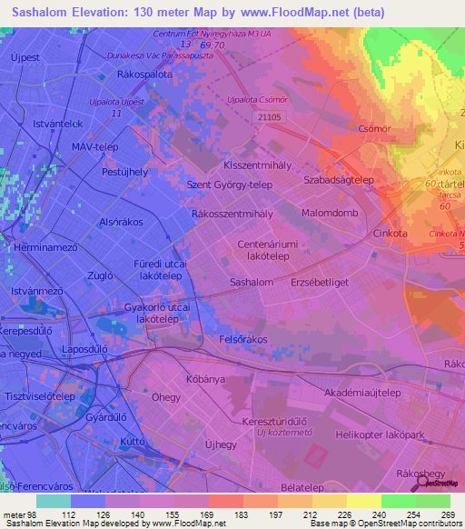 Sashalom,Hungary Elevation Map