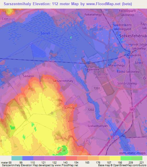 Sarszentmihaly,Hungary Elevation Map