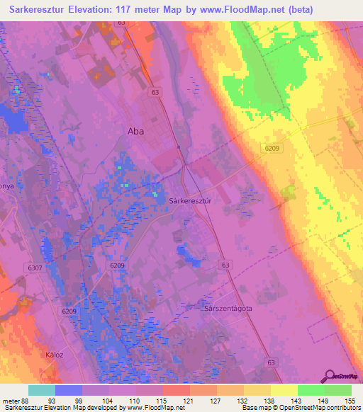 Sarkeresztur,Hungary Elevation Map