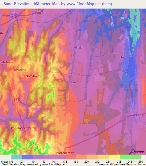 Sand,Hungary Elevation Map