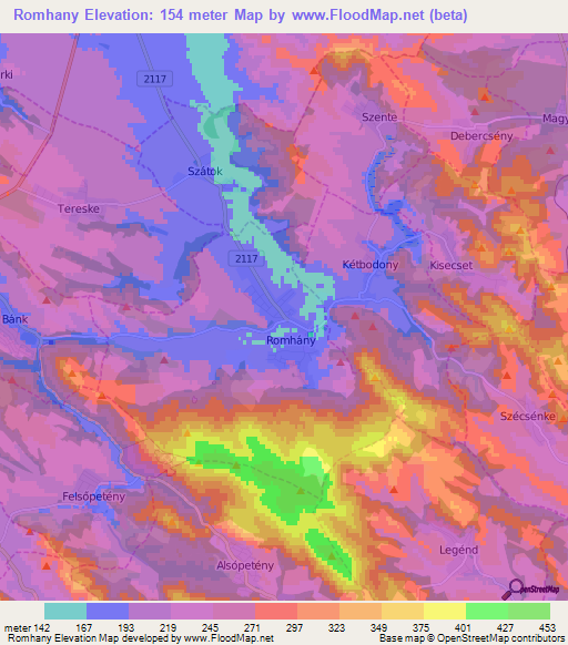 Romhany,Hungary Elevation Map