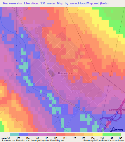 Rackeresztur,Hungary Elevation Map