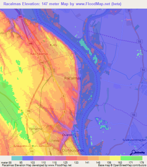 Racalmas,Hungary Elevation Map