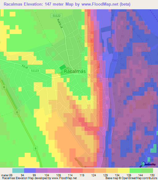 Racalmas,Hungary Elevation Map