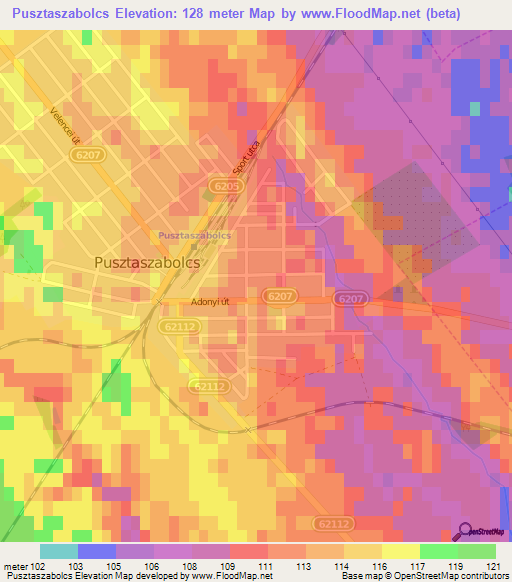 Pusztaszabolcs,Hungary Elevation Map