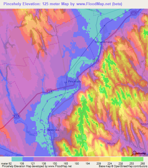 Pincehely,Hungary Elevation Map