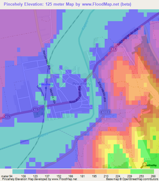Pincehely,Hungary Elevation Map