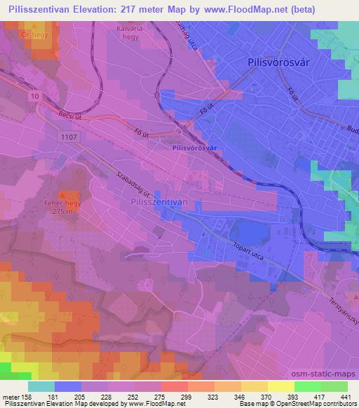 Pilisszentivan,Hungary Elevation Map