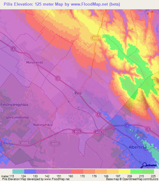 Pilis,Hungary Elevation Map