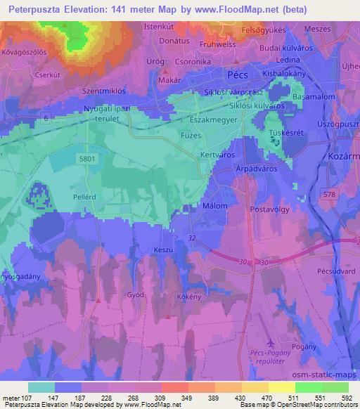 Peterpuszta,Hungary Elevation Map