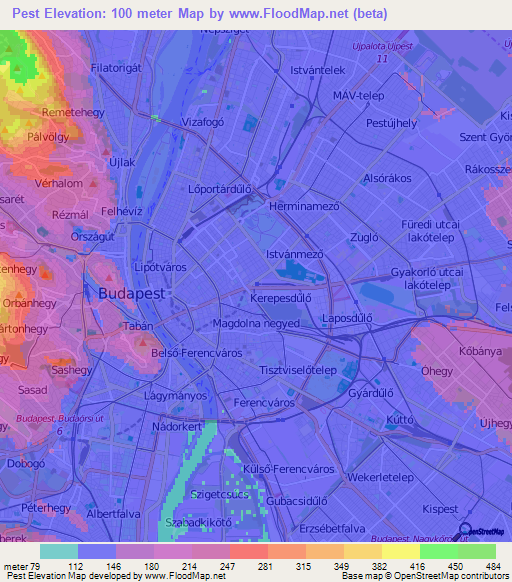 Pest,Hungary Elevation Map