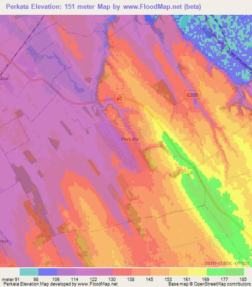 Perkata,Hungary Elevation Map