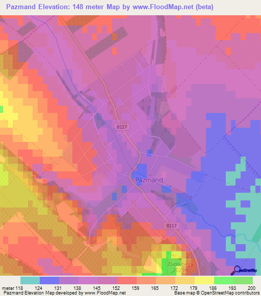 Pazmand,Hungary Elevation Map