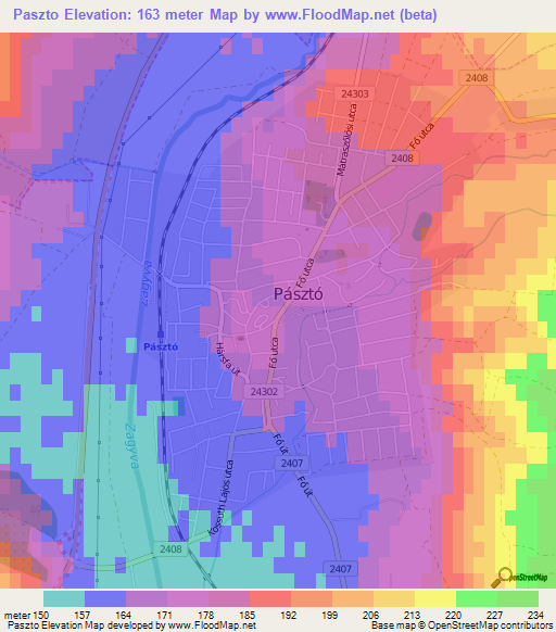 Paszto,Hungary Elevation Map