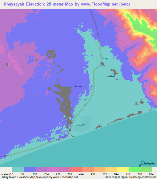 Khaysayah,Yemen Elevation Map