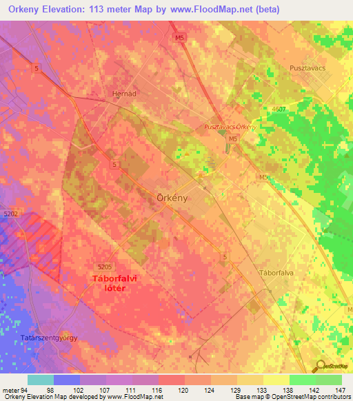 Orkeny,Hungary Elevation Map