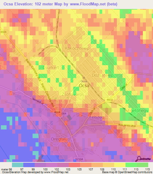 Ocsa,Hungary Elevation Map