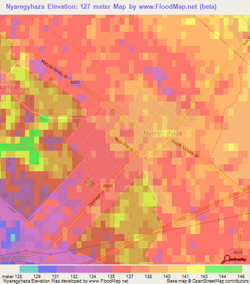 Nyaregyhaza,Hungary Elevation Map