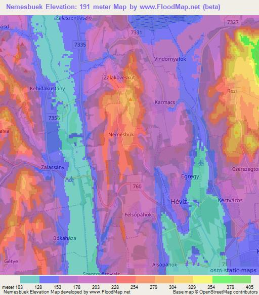 Nemesbuek,Hungary Elevation Map