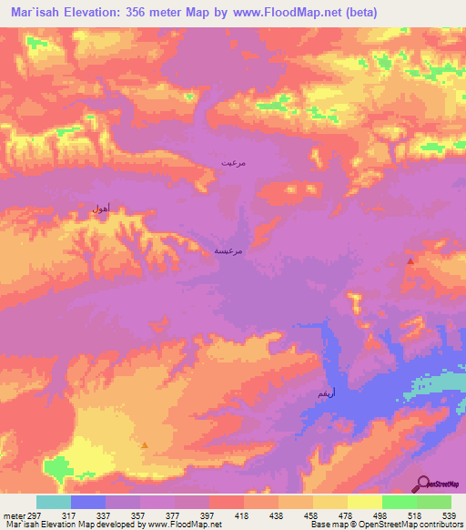 Mar`isah,Yemen Elevation Map