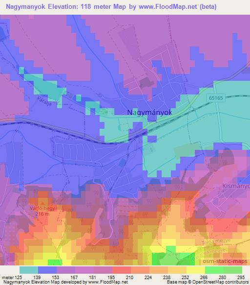 Nagymanyok,Hungary Elevation Map