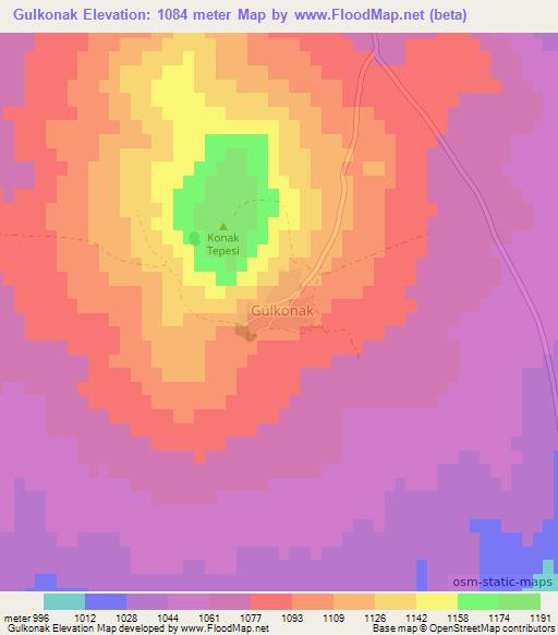 Gulkonak,Turkey Elevation Map