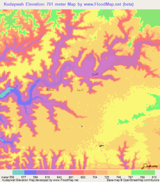 Kudaywah,Yemen Elevation Map