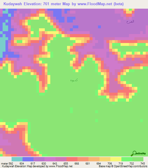 Kudaywah,Yemen Elevation Map