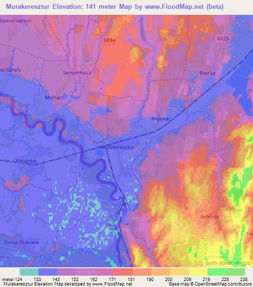 Murakeresztur,Hungary Elevation Map