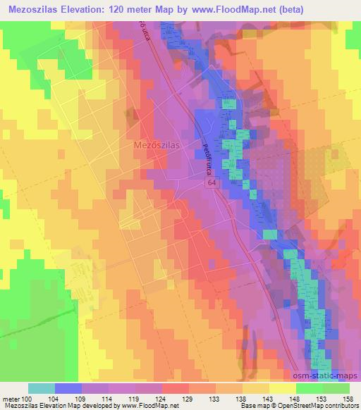 Mezoszilas,Hungary Elevation Map
