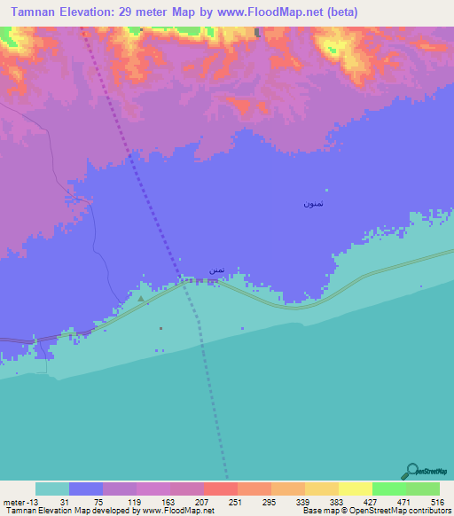 Tamnan,Yemen Elevation Map