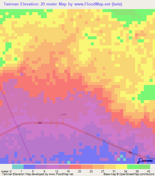 Tamnan,Yemen Elevation Map