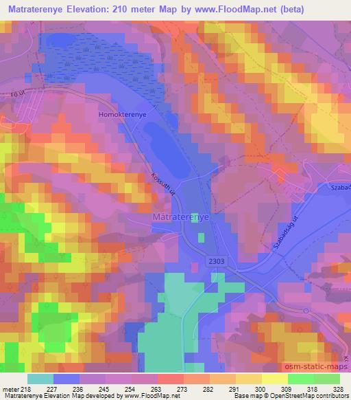Matraterenye,Hungary Elevation Map
