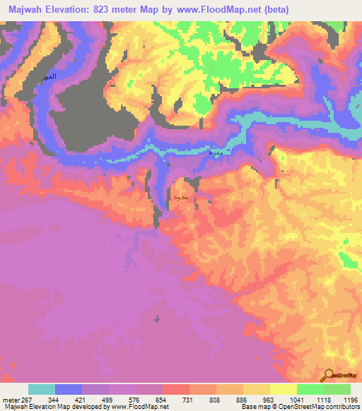 Majwah,Yemen Elevation Map