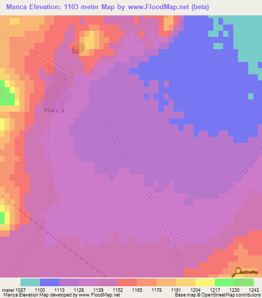 Manca,Turkey Elevation Map
