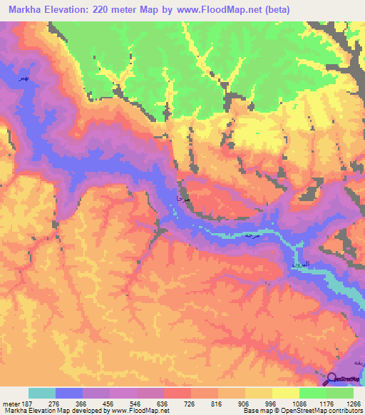 Markha,Yemen Elevation Map