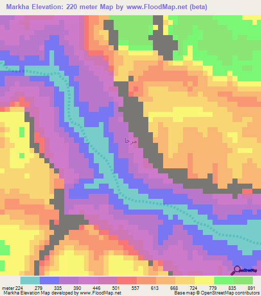 Markha,Yemen Elevation Map