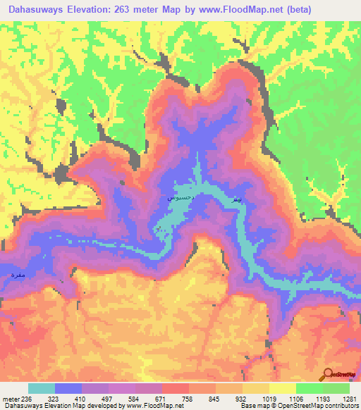 Dahasuways,Yemen Elevation Map