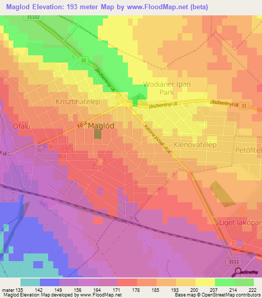 Maglod,Hungary Elevation Map