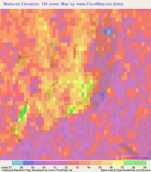 Madocsa,Hungary Elevation Map