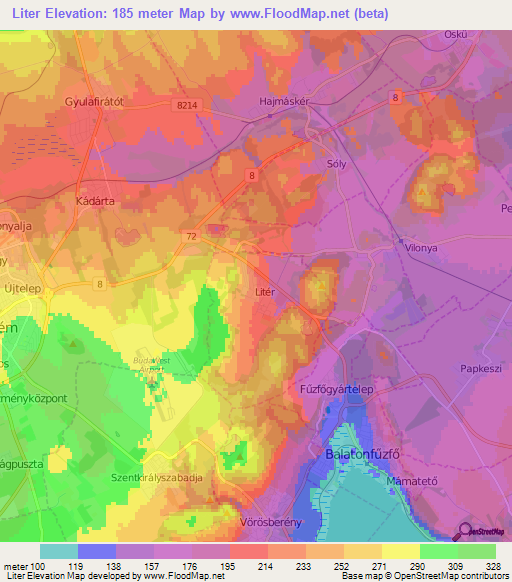 Liter,Hungary Elevation Map