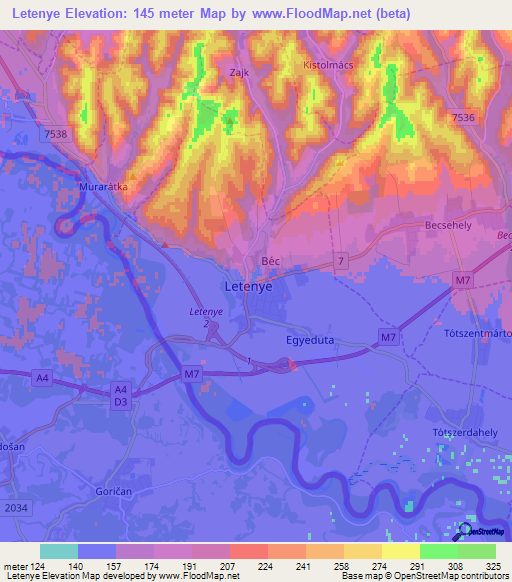 Letenye,Hungary Elevation Map