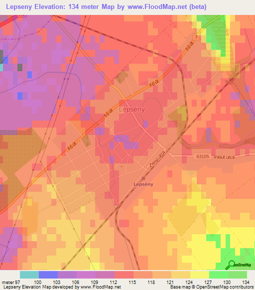 Lepseny,Hungary Elevation Map