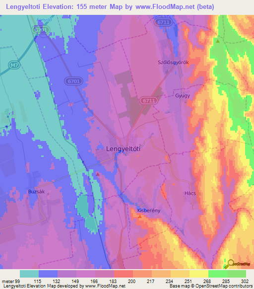 Lengyeltoti,Hungary Elevation Map