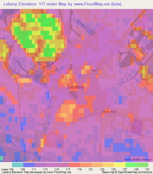 Lebeny,Hungary Elevation Map
